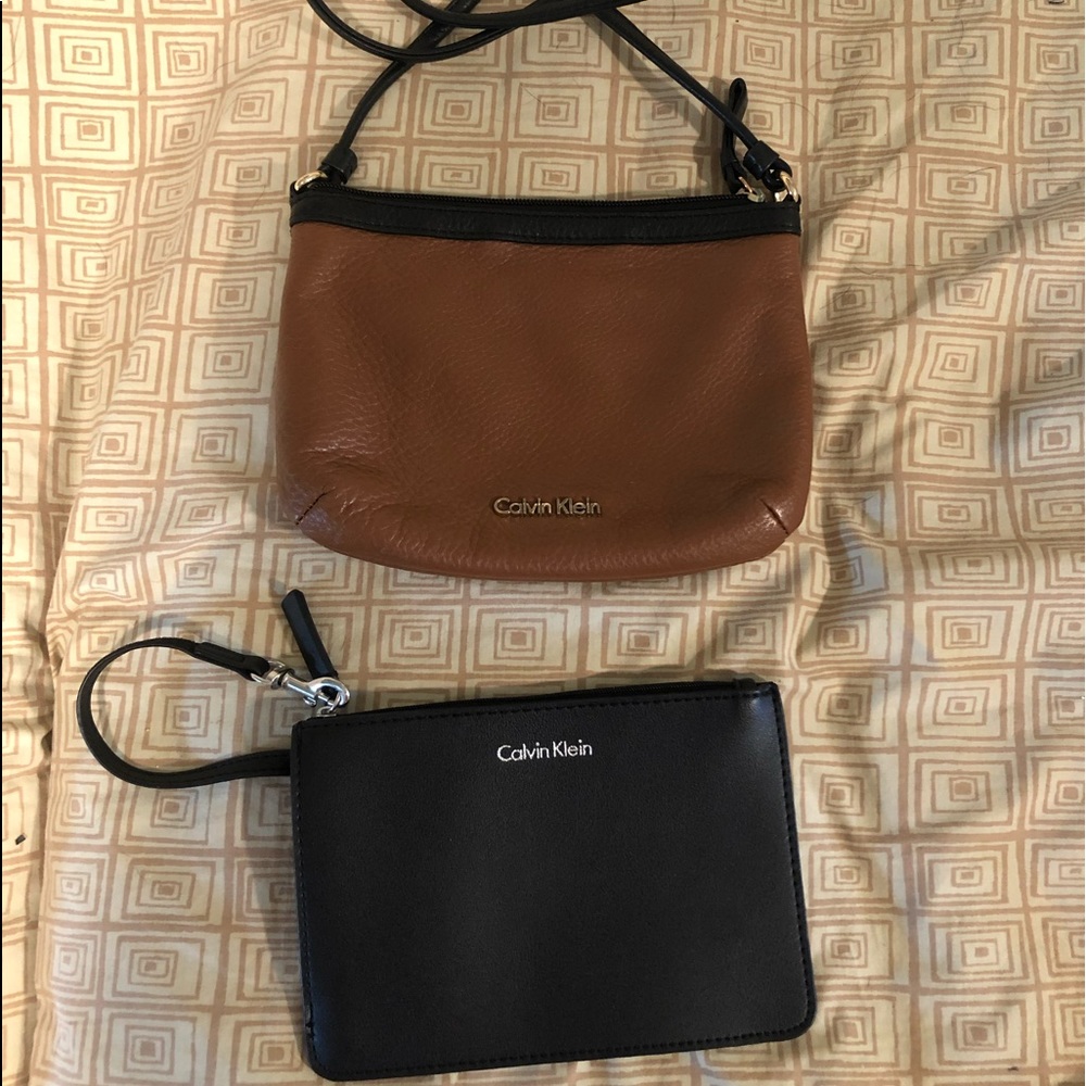 Calvin Klein cross body and wristlet